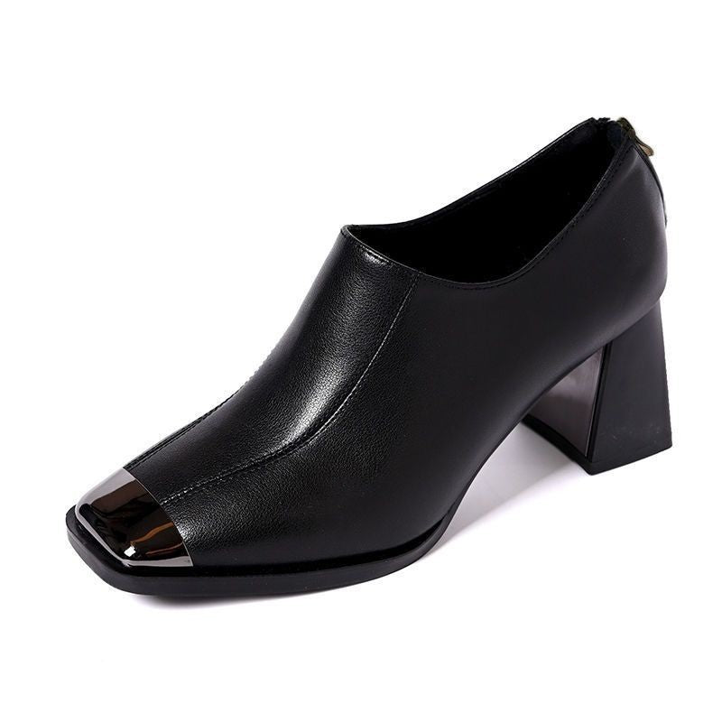 Damen Elegante Stiefeletten mit Blockabsatz und Glänzenden Akzenten Drune
