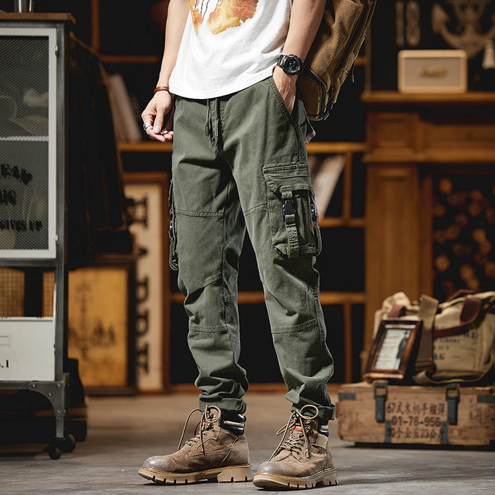 Herren Taktische Utility-Cargo-Hose mit verstärkten Kniepatches, Multifunktionstaschen und Kordelbund Drune