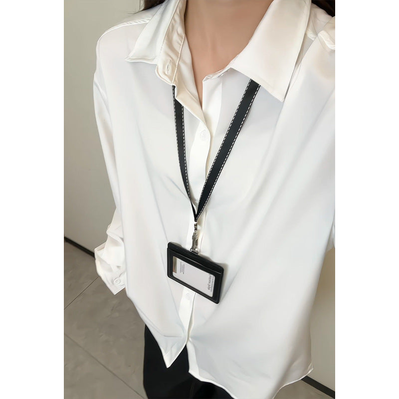 Damen Elegante und luftige Bluse mit Stehkragen Drune