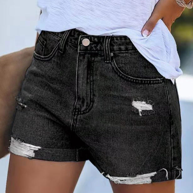 Damen Denim-Shorts im modischen Destroyed-Look mit lässigem Schnitt Drune