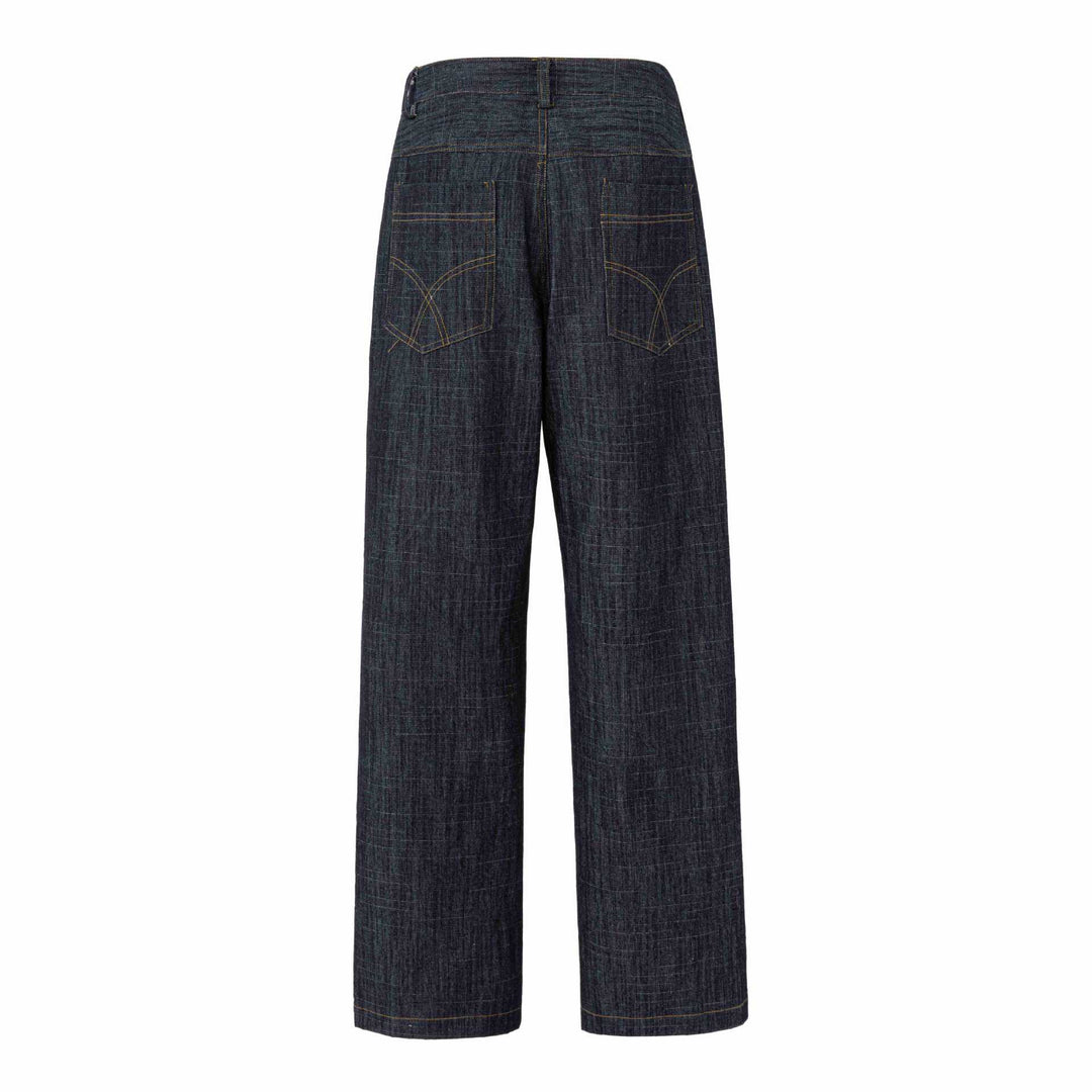 Damen Weite hochtaillierte Jeanshose mit markanter Mittelnaht Drune