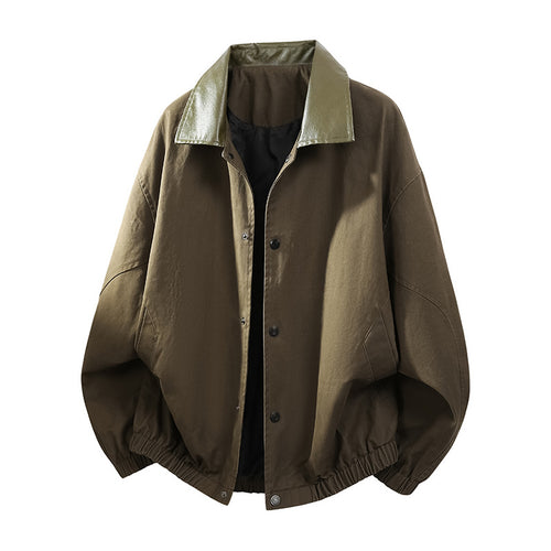 Herren Oversize Coach-Jacke mit glänzendem Kragen, verdeckter Druckknopfleiste und elastischem Saum Drune