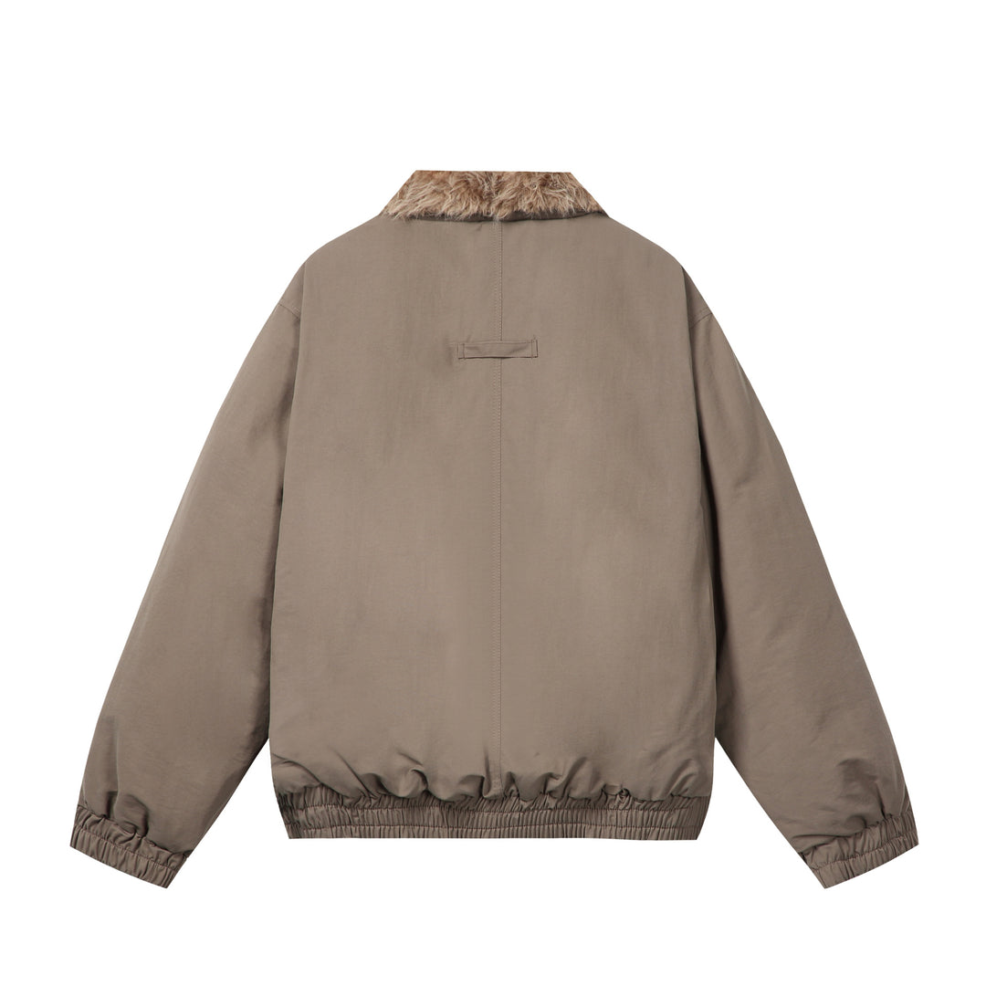 Damen Minimalistische Thermo‑Blousonjacke mit Kunstfell‑Umlegekragen und elastischem Tunnelzugsaum Drune