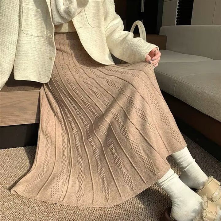 Damen Eleganter Maxirock mit feinem Strukturmuster Drune