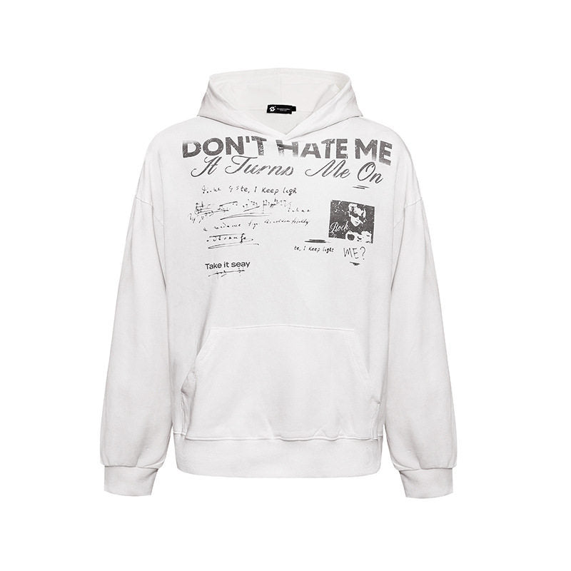Damen Lässiges Oversize-Hoodie mit Typo-Frontprint, abgesenkten Schultern und Kängurutasche Drune