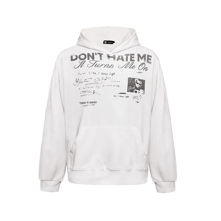 Damen Lässiges Oversize-Hoodie mit Typo-Frontprint, abgesenkten Schultern und Kängurutasche Drune