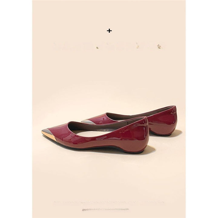 Damen spitz zulaufende flache Ballerina mit Leopardenmuster und Metallkappe Drune