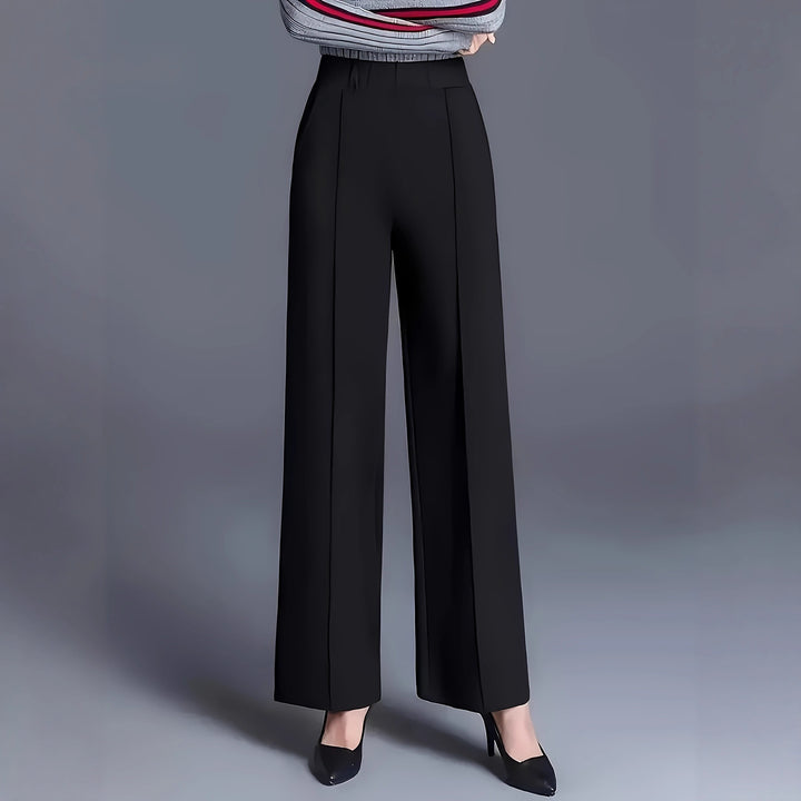 Damen elegante Hochbundhose mit Faltenwurf und dehnbarem Bund Drune