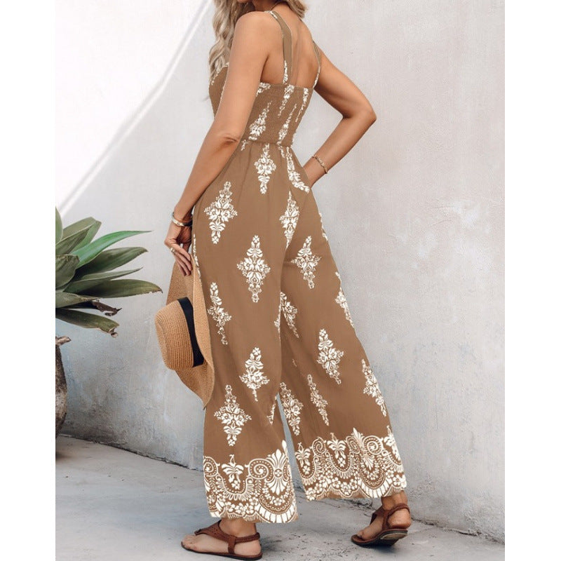 Damen Rüschenoberteil Weites Bein Jumpsuit Drune