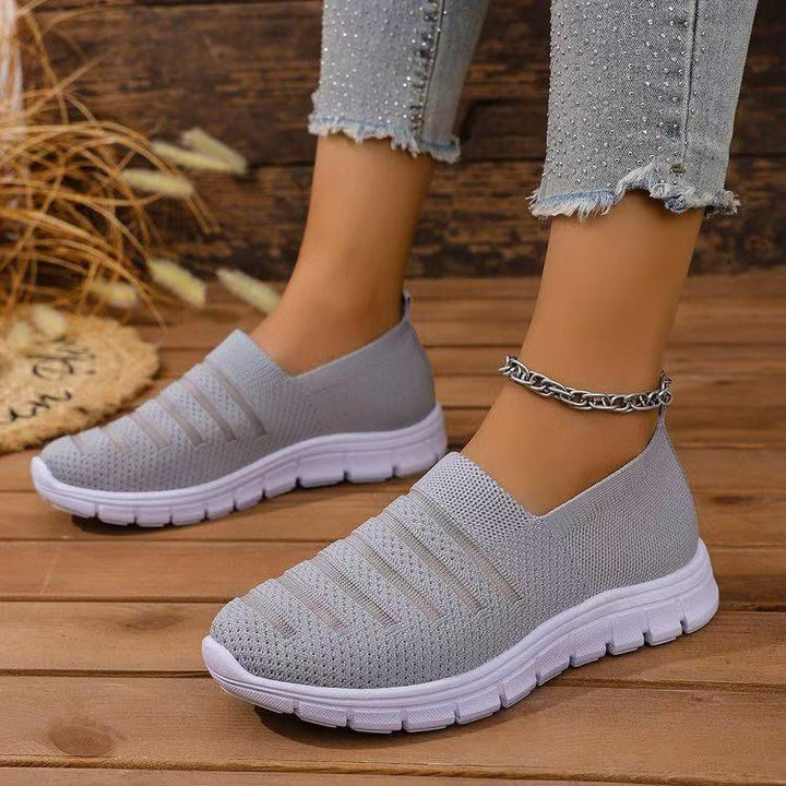 Damen nan gestrickte Slipper Sneaker mit elastischem Einstieg und leichter Komfortsohle Drune