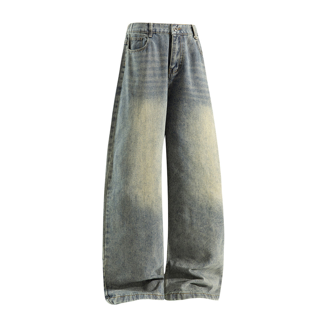 Damen Weite High‑Waist Baggy‑Jeans mit Ballon‑Silhouette und Used‑Waschung Drune