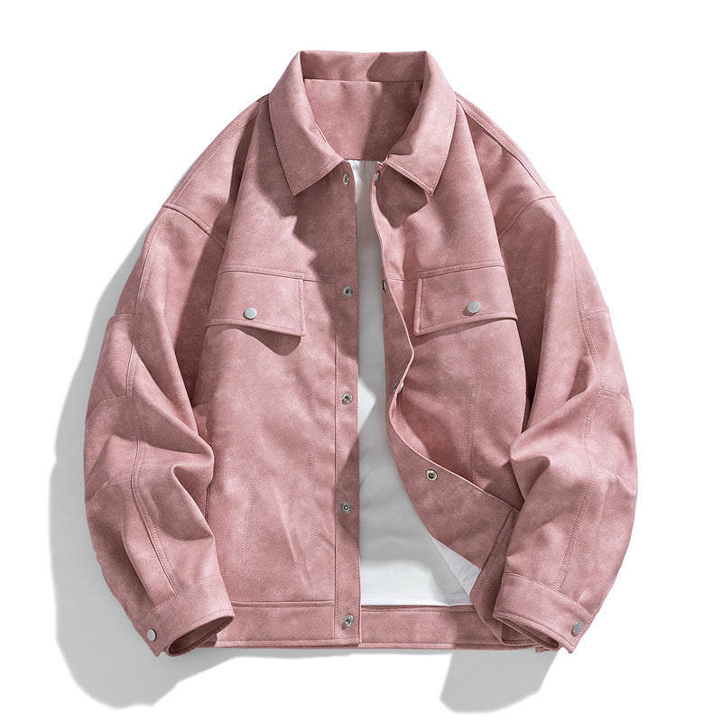 Men's  suede-effect relaxed trucker jacket with topstitch detailing Drune
