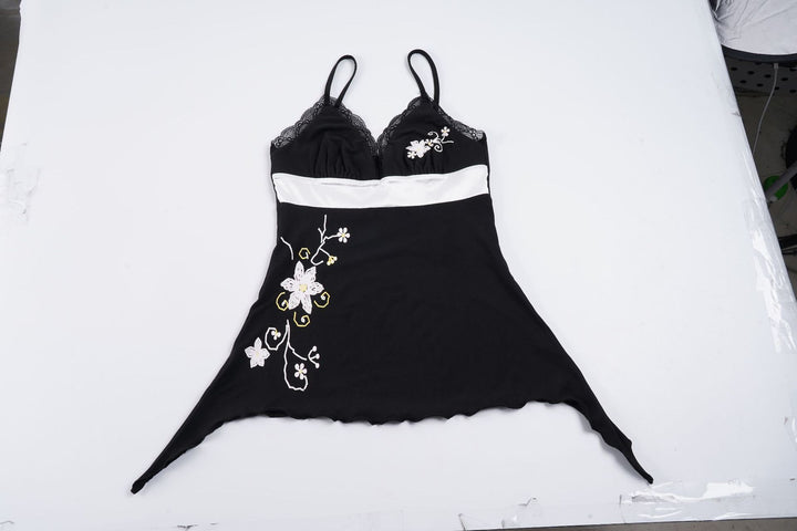 Damen Bademode mit floralem Stickmuster und Spaghetti-Trägern Drune
