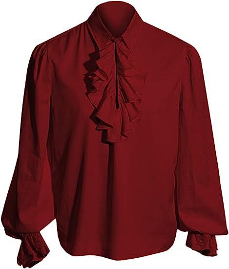 Herren nan elegantes Barock-Rüschenhemd mit Stehkragen, Volantbrust und Spitzenmanschetten Drune