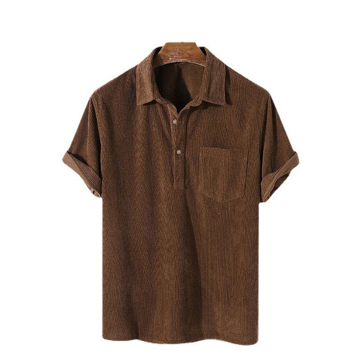 Herren Kurzarm Poloshirt aus gestreiftem Stoff mit Knopfleiste und Brusttasche Drune