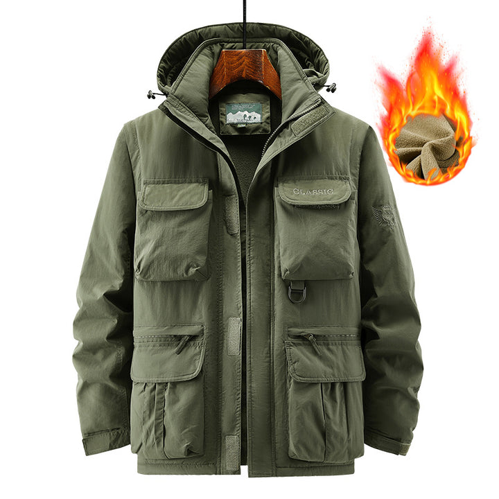 Herren Outdoor-Fieldjacke mit fleecegefüttertem Thermoinnenfutter und Multifachtaschen Drune