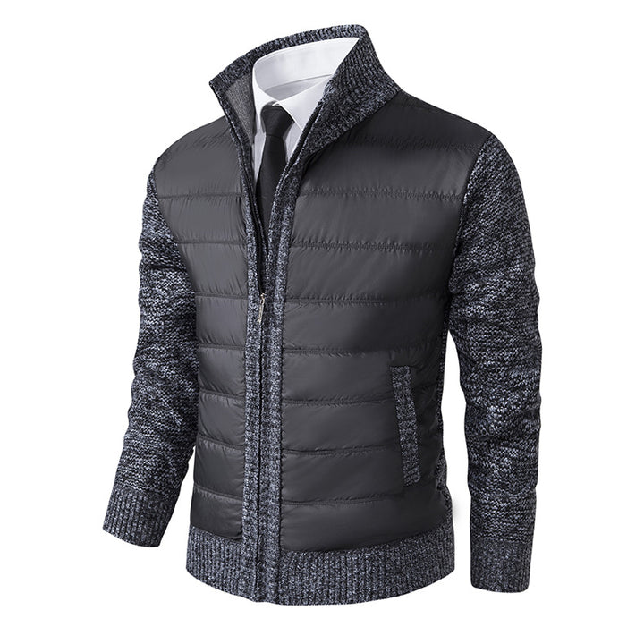 Herren nan gesteppte Hybrid-Strickjacke mit Stehkragen Reißverschluss und Eingrifftaschen Drune