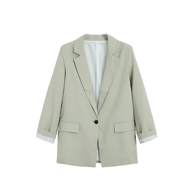 Damen Longline Ein-Knopf-Blazer mit Umschlagärmeln und Pattentaschen Drune