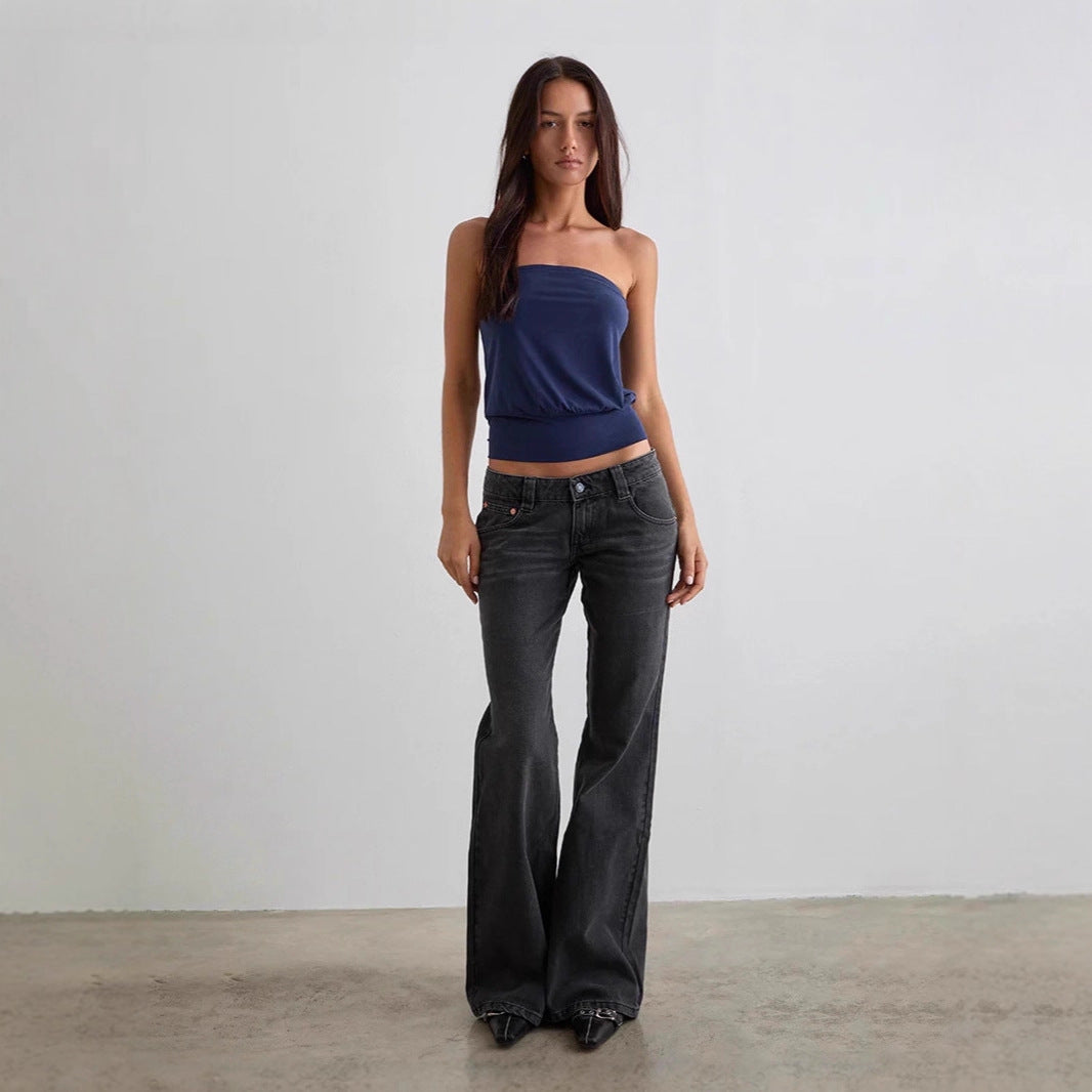 Damen bootcut Jeanshose mit hohem Bund und modischem Schnitt Drune