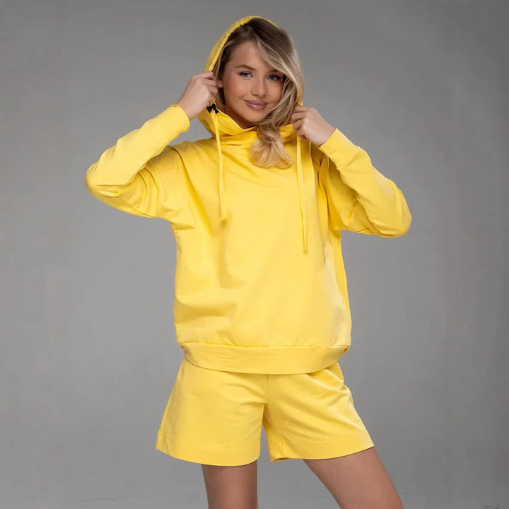 Damen lässiges Oversized Hoodie und Shorts Set Drune