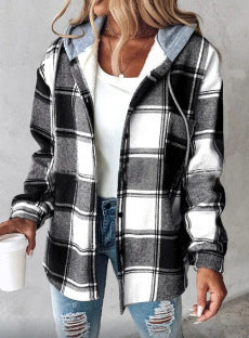 Damen Kapuzencardigan mit Streifen und Druckknopfblende Drune