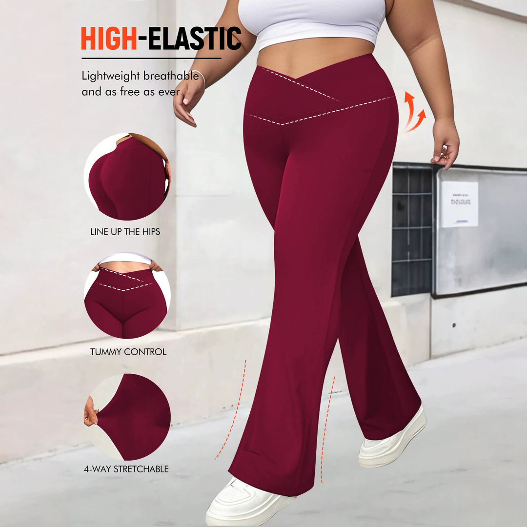 Damen taillenhohe Shaping Bootcut-Leggings mit Bauchkontrolle und 4-Wege-Stretch Drune