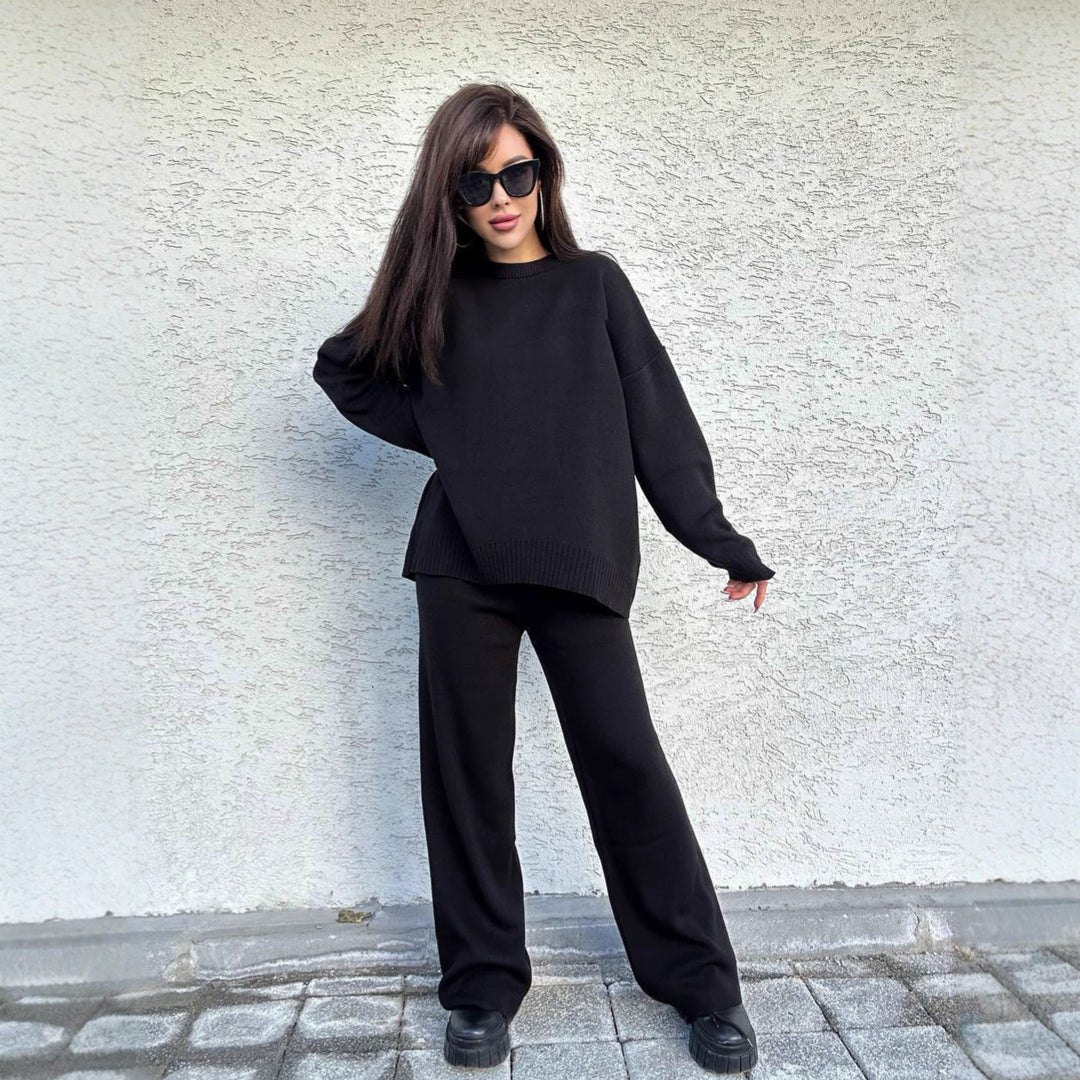 Damen lässiger Strickpullover mit oversized Passform und weiten Ärmeln Drune