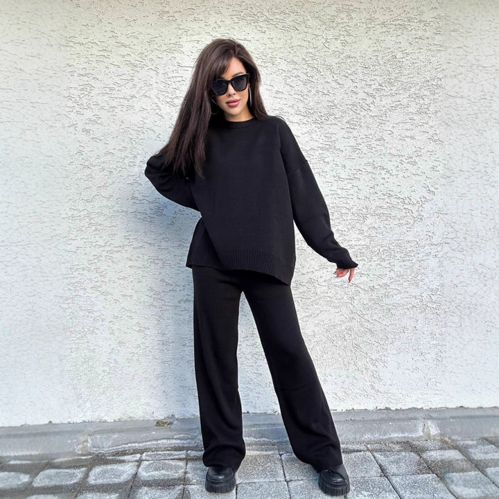 Damen lässiger Strickpullover mit oversized Passform und weiten Ärmeln Drune