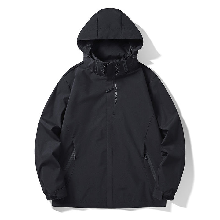 Herren Wasser- und winddichte technische Kapuzen-Outdoorjacke mit verschweißten Nähten und atmungsaktivem Futter Drune
