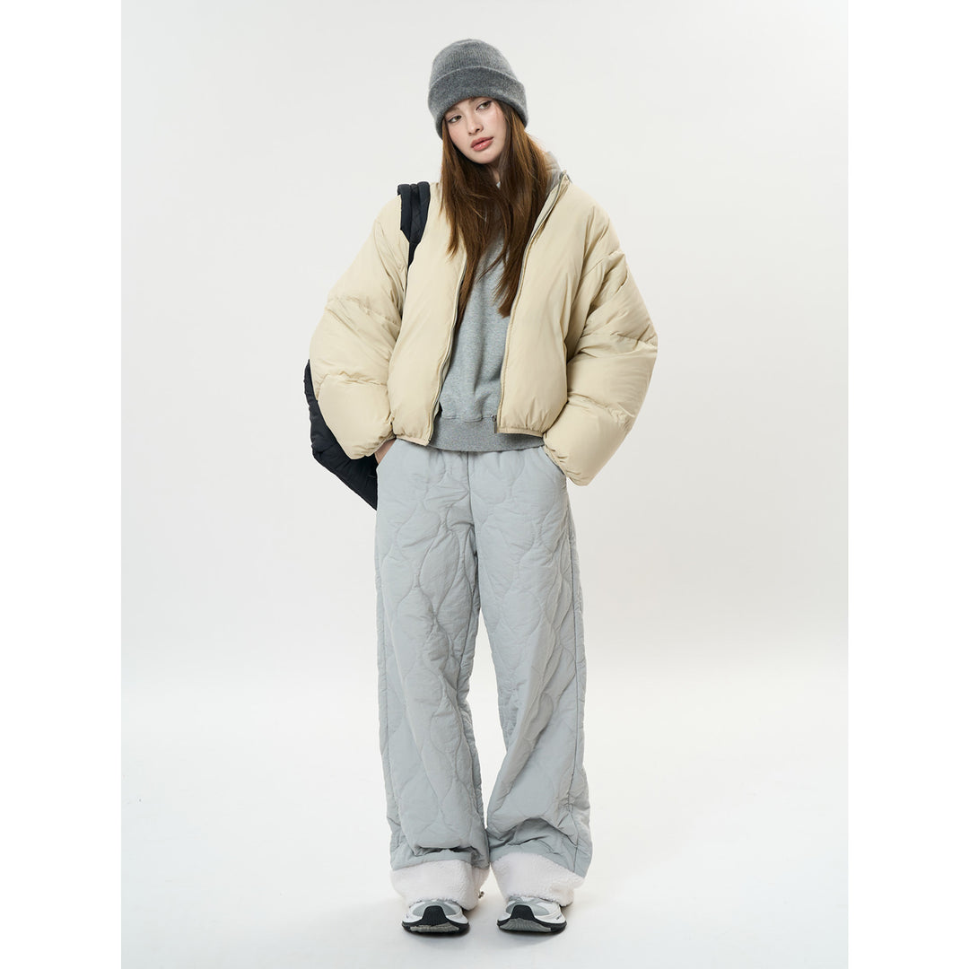 Damen Gesteppte Palazzohose mit Teddy‑Bündchen und Kordelzug Drune