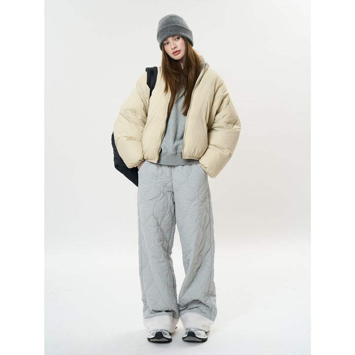 Damen Gesteppte Palazzohose mit Teddy‑Bündchen und Kordelzug Drune