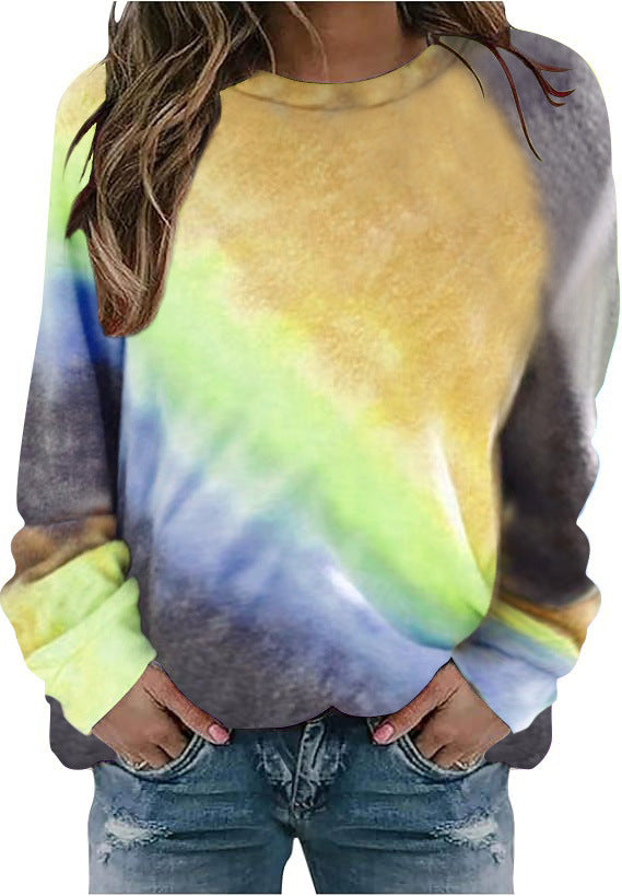 Damen Oversize Batik Sweatshirt mit Rundhalsausschnitt und weichen Rippbündchen Drune