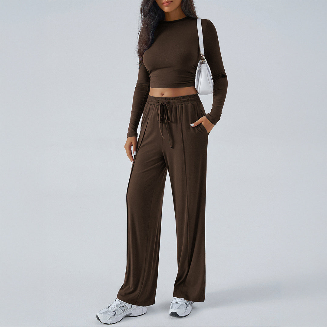 Damen lässiges Zweiteiler-Set mit weitem Oberteil und elastischen Hosen Drune