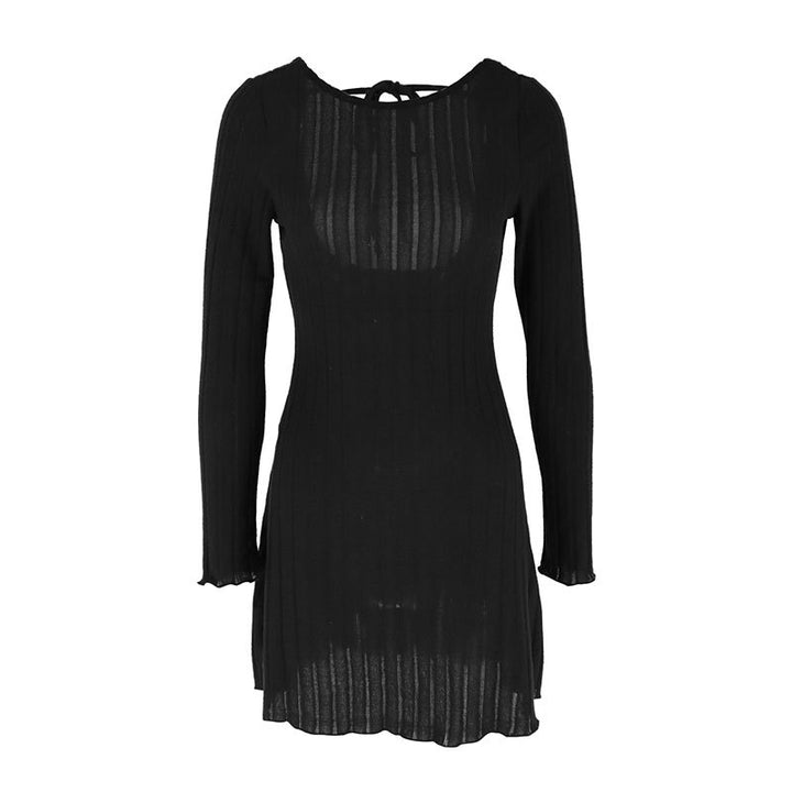 Damen Langarm-Strickkleid mit raffinierten Rippdetails Drune