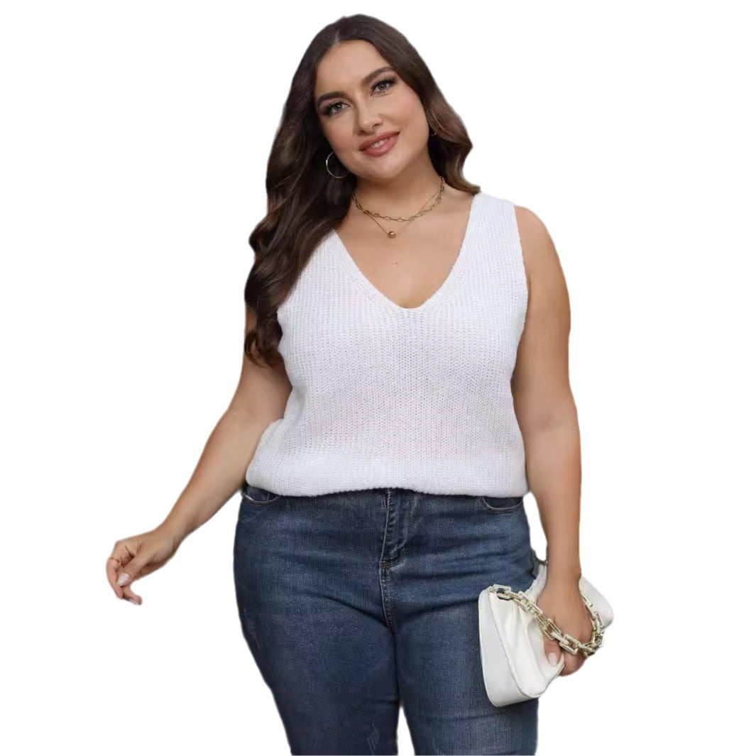Damen luftiges Stricktop mit V-Ausschnitt Drune