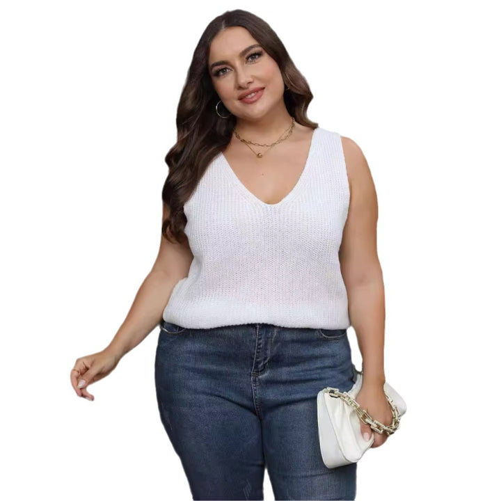 Damen luftiges Stricktop mit V-Ausschnitt Drune