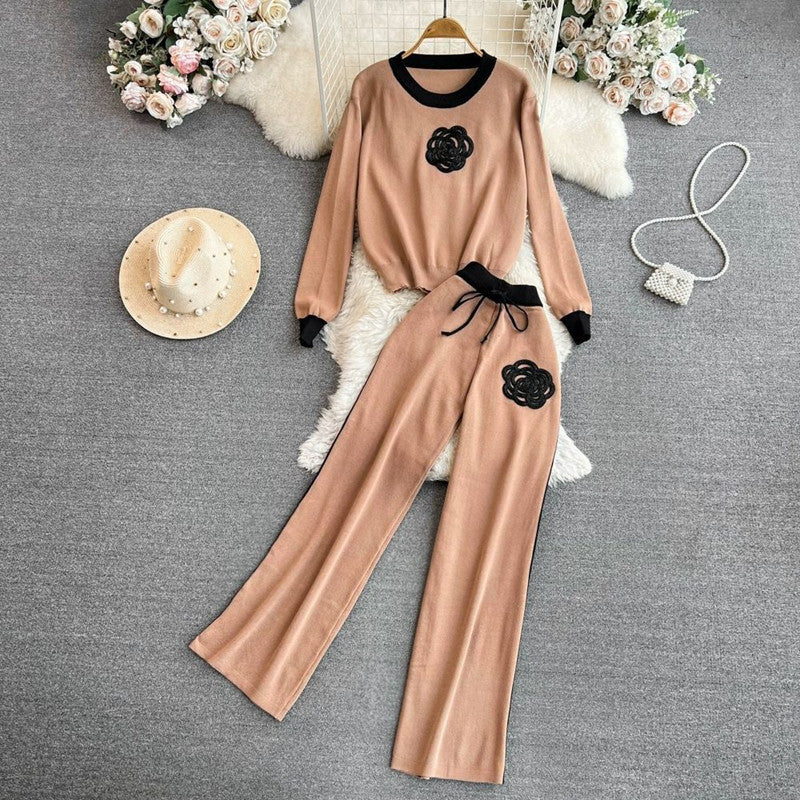 Damen elegantes und komfortables Freizeit-Set mit floralem Design Drune