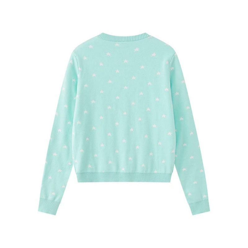 Damen Feinstrick-Cardigan mit Sternjacquard, Rundhals und Knopfverschluss Drune