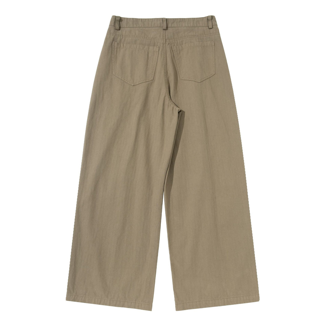 Damen Weite Bundfalten-Culottehose mit hohem Bund und tiefen Eingrifftaschen Drune