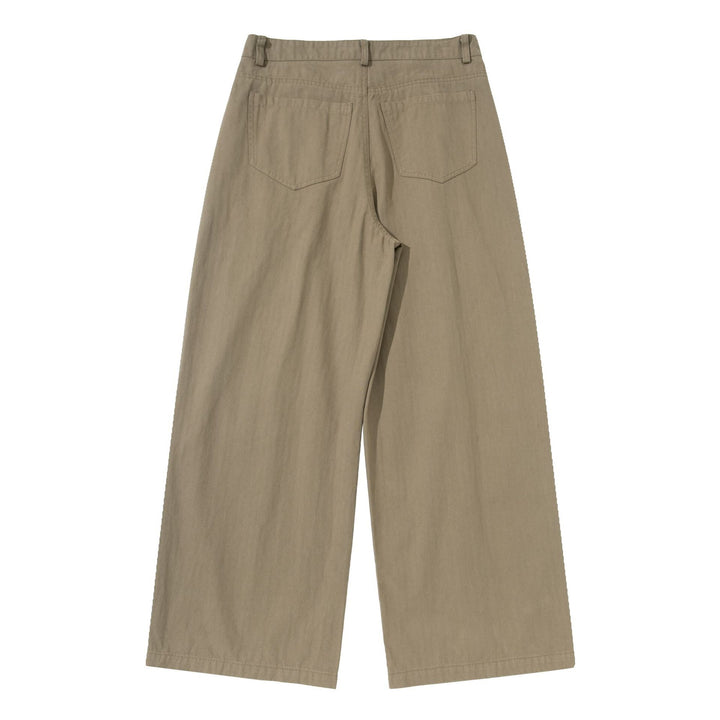 Damen Weite Bundfalten-Culottehose mit hohem Bund und tiefen Eingrifftaschen Drune
