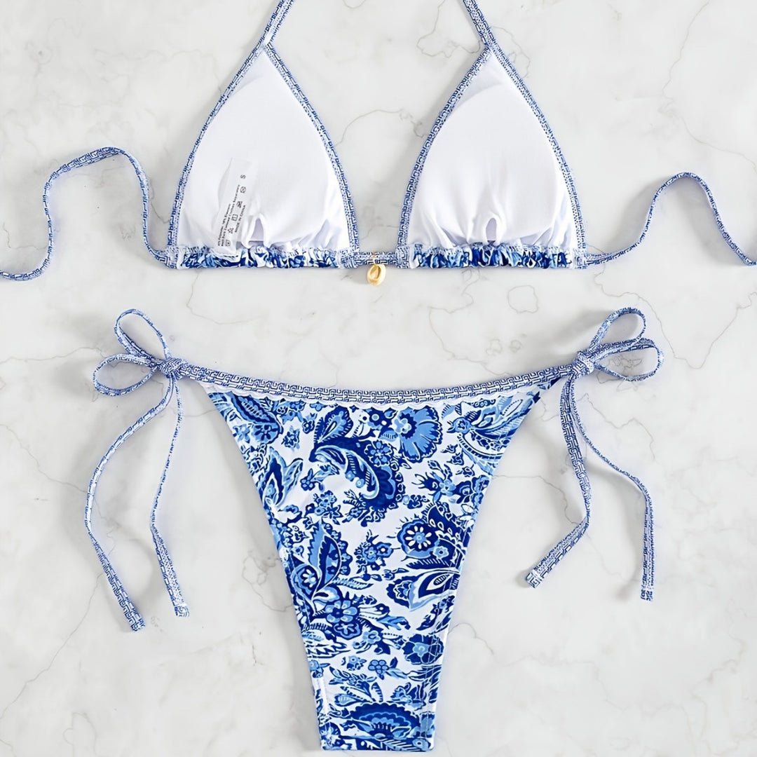 Damen Triangel-Bikini mit floralen Mustern Drune
