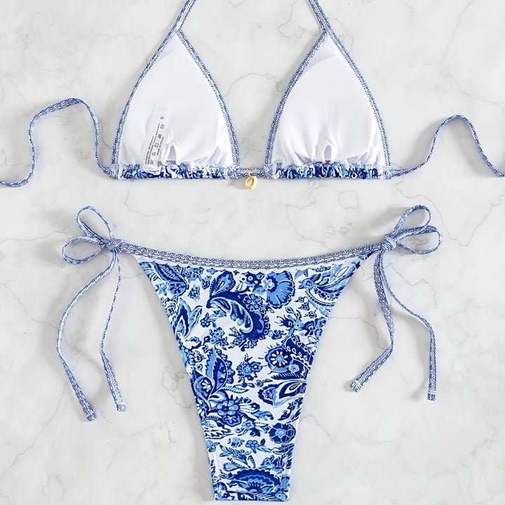 Damen Triangel-Bikini mit floralen Mustern Drune