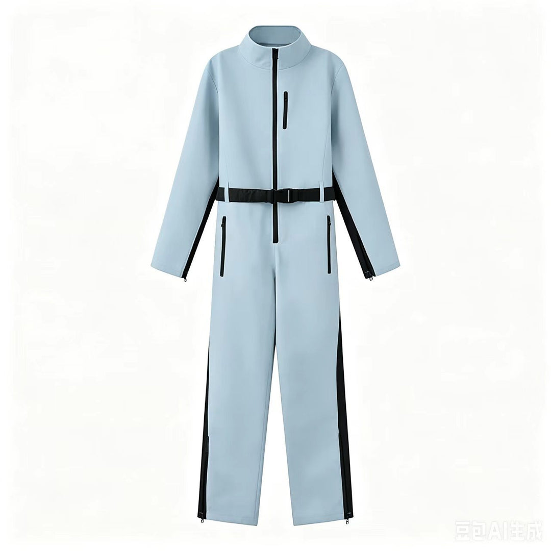 Damen Funktionaler Utility-Overall mit Reißverschlüssen und Taillengürtel Drune
