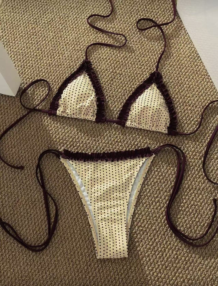 Damen Bikini-Set mit verspieltem Karomuster und charmanten Rüschendetails Drune