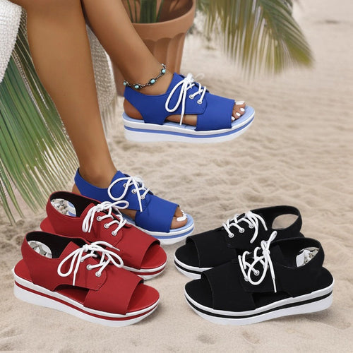Damen Sportliche Sneaker-Sandalen mit offenem Zehenbereich und modischem Obermaterial Drune