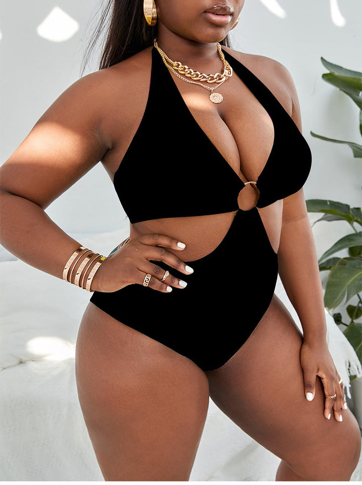 Damen Hochgeschlossenes Cut-Out Badeoberteil Drune