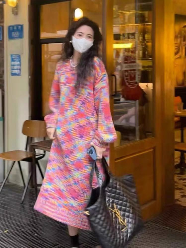 Damen Langarmkleid mit modernem Farbverlauf Drune