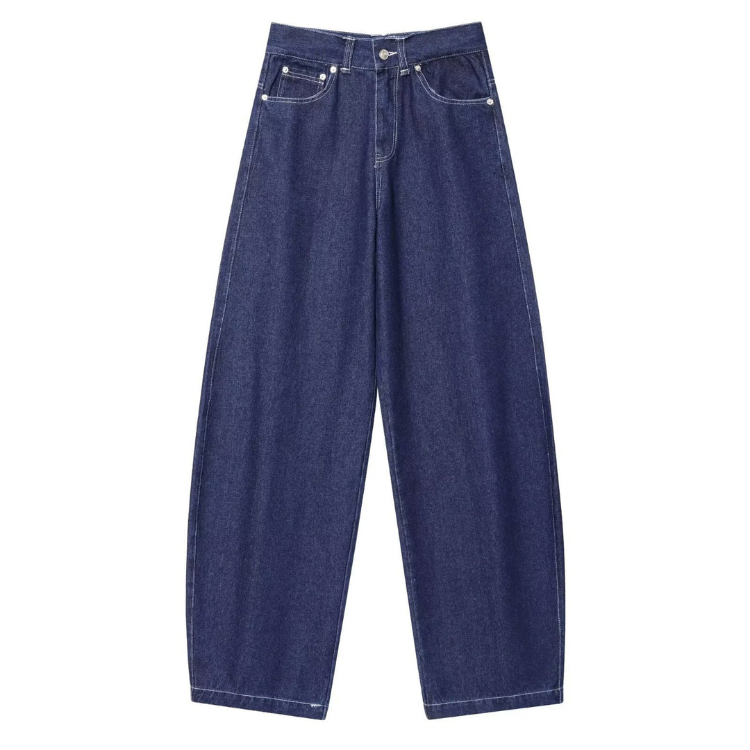 Damen Hochtaillierte Cropped-Jeans mit weitem Bein, Used‑Effekt und klassischen Taschen Drune