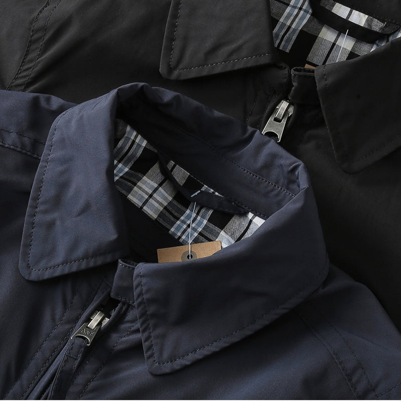 Herren lässige Übergangsjacke mit praktischem Stehkragen und gemusterter Innenauskleidung Drune