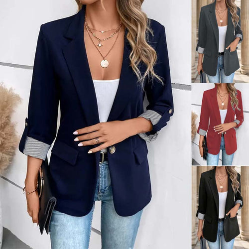 Damen schicke Blazerjacke mit kontrastierenden Ärmeldetails Drune